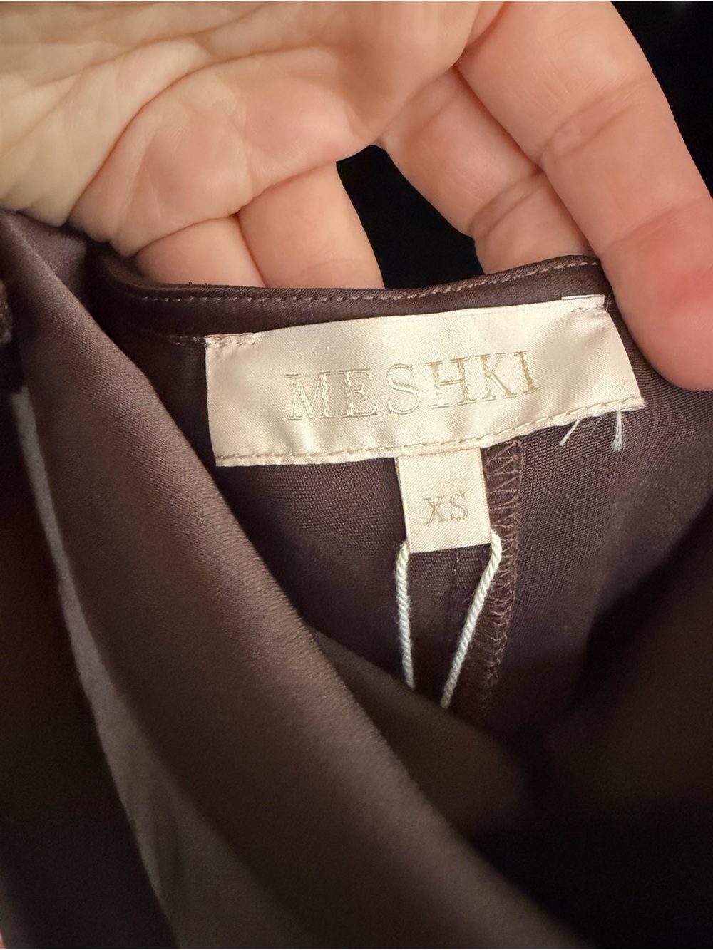 Meshki Chocolate Brown Cowl Neck Maxi Slip Dress - Picture 2 of 3
